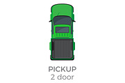 Two Door Pickup Top View Flat Vector Icon