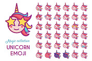 Cute unicorn emoji in vector EPS10