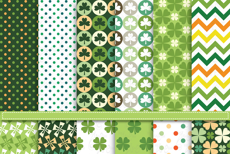 St.Patrick's digital paper pack in Illustrations - product preview 8