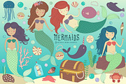 Mermaid & Sea Life Clipart Bundle