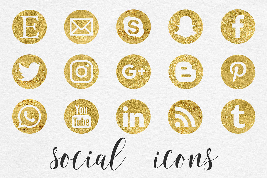 Gold Social Media Icons in Social Media Templates - product preview 8