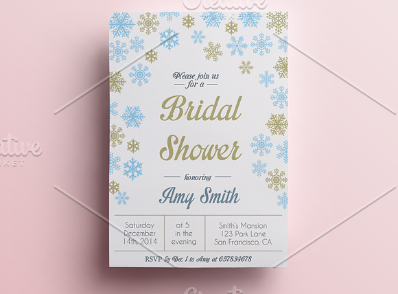 Winter Bridal Shower Invitation in Card Templates - product preview 1