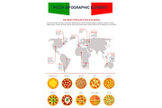 Pizza popular world map infographics vector