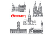 Germany architecture buildings vector icons
