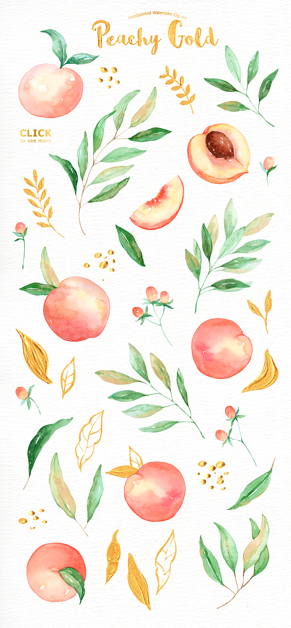Peachy Gold Flower Clipart in Illustrations - product preview 1