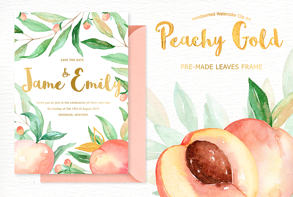 Peachy Gold Flower Clipart in Illustrations - product preview 2