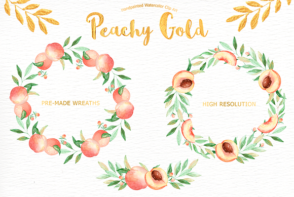 Peachy Gold Flower Clipart in Illustrations - product preview 3