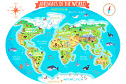Animals of The World Flat Design Vector Concept