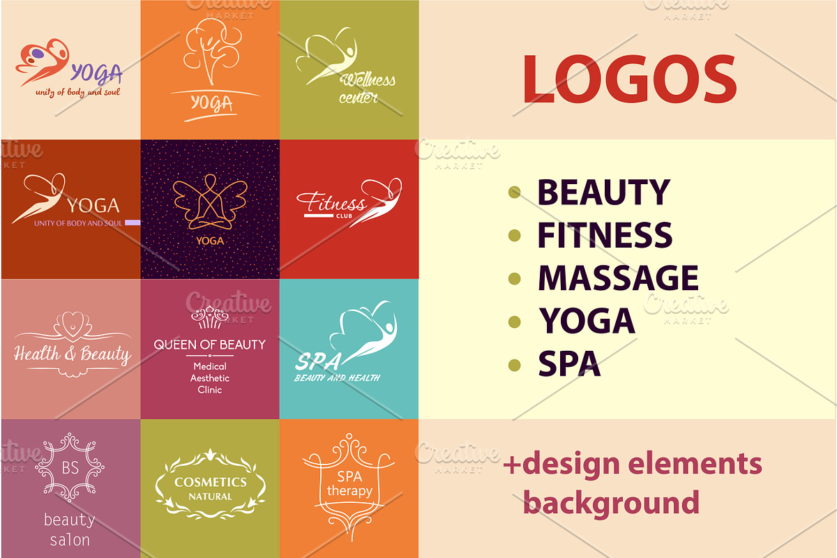 Set logos for beauty & sport in Illustrations - product preview 8
