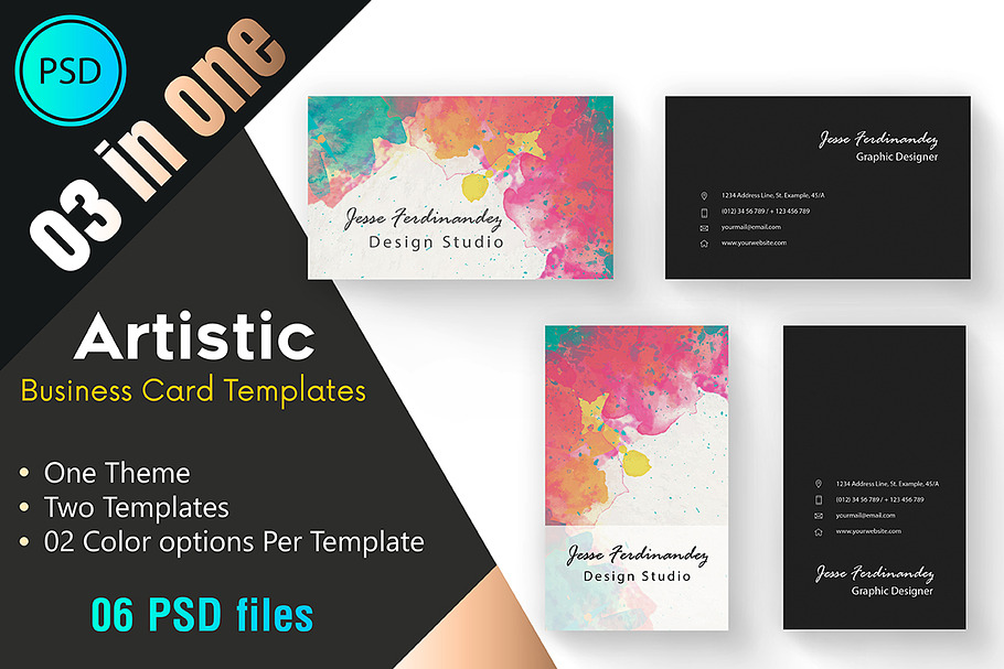 Artistic Business card Template 001 in Business Card Templates - product preview 8