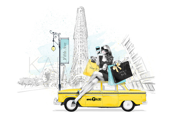 5th Avenue New York City Clipart in Illustrations - product preview 2