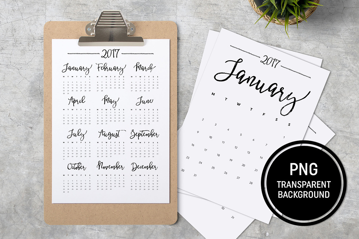 Calendar 2017 A4 Minimalistic in Stationery Templates - product preview 8