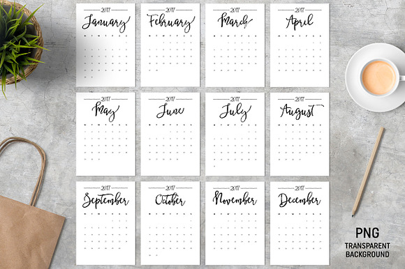 Calendar 2017 A4 Minimalistic in Stationery Templates - product preview 1