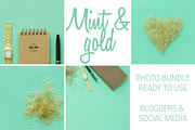 Mint and gold desktop stock bundle