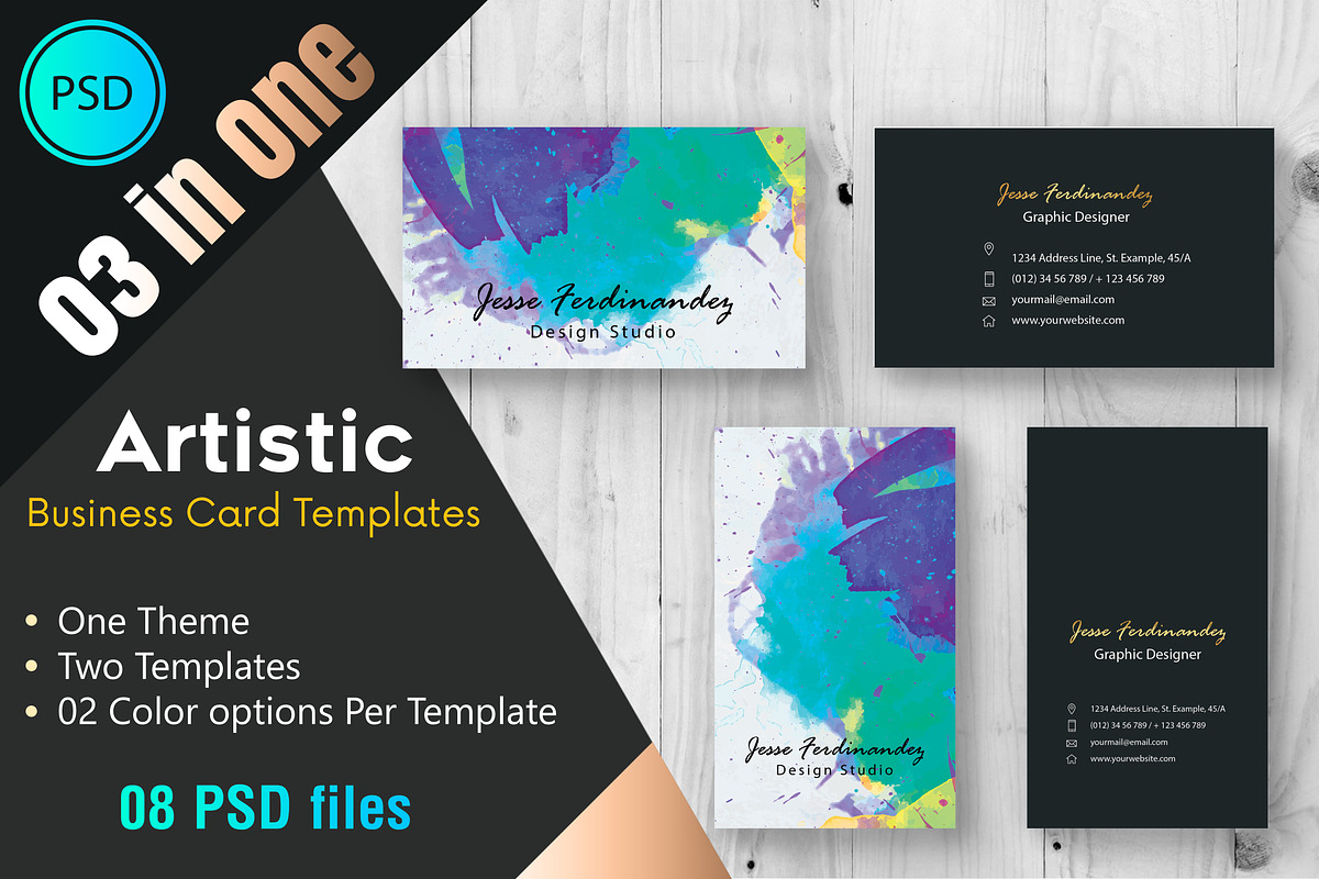 Artistic Business Card Template -002 in Business Card Templates - product preview 8