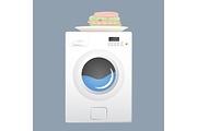 Washing machine with basket. Flat style vector illustration.