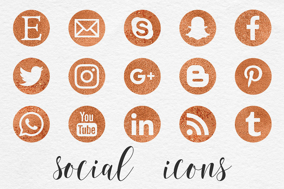 Social Media Icons- Copper