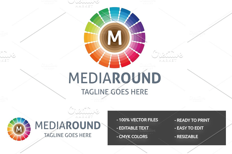 Media Round (Letter M) Logo in Logo Templates - product preview 8