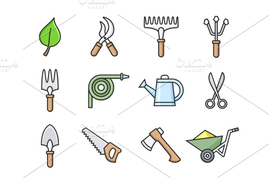 Gardening tools icons