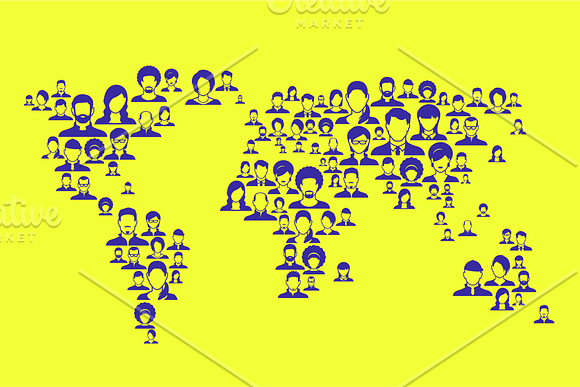 World map with people profile icons in Illustrations - product preview 2