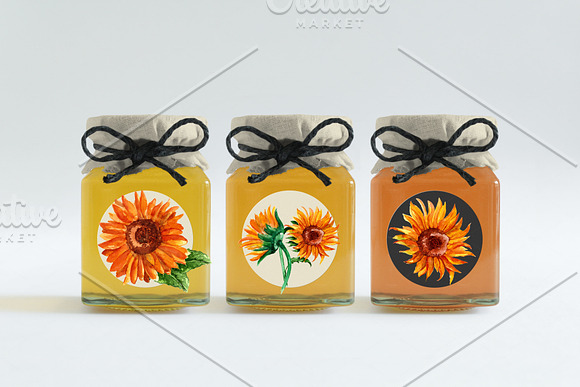 Watercolor Sunflower Set. in Objects - product preview 2