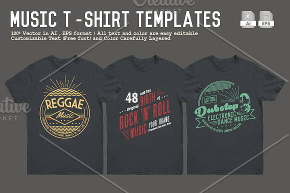 Music T-Shirt Templates in Templates - product preview 4