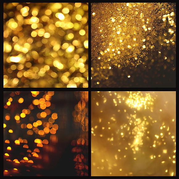 Gold bokeh digital paper in Textures - product preview 2