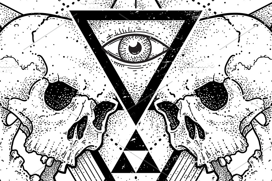 Outstream | Abstract Dotwork Skulls in Illustrations - product preview 8