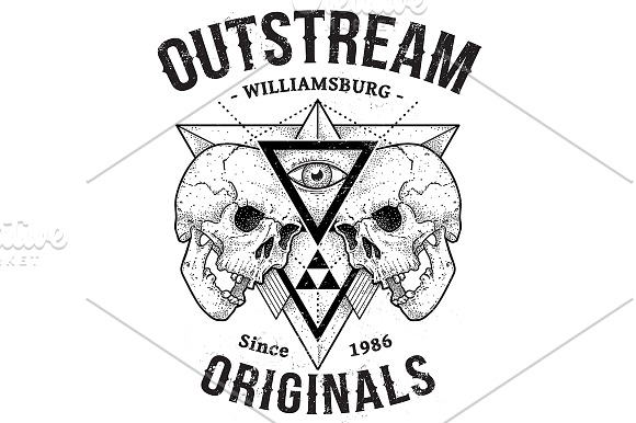 Outstream | Abstract Dotwork Skulls in Illustrations - product preview 1