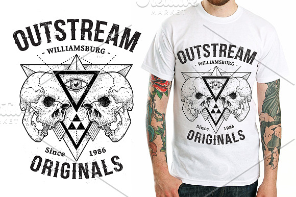 Outstream | Abstract Dotwork Skulls in Illustrations - product preview 2