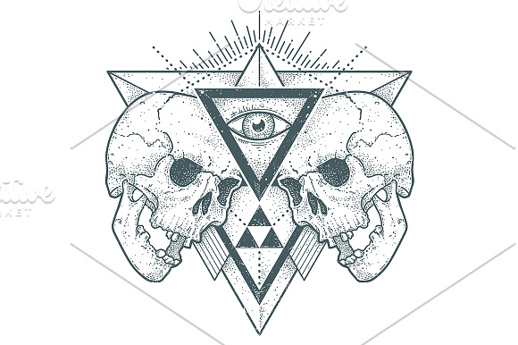 Outstream | Abstract Dotwork Skulls in Illustrations - product preview 3