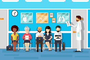 Patients in doctors waiting room