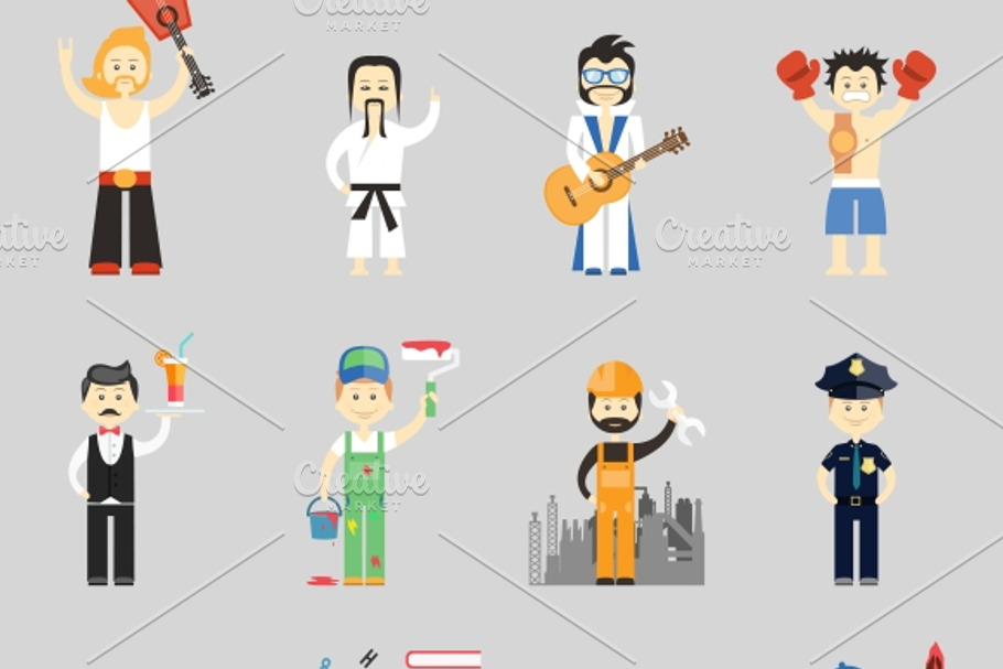 characters in different professions in Illustrations - product preview 8
