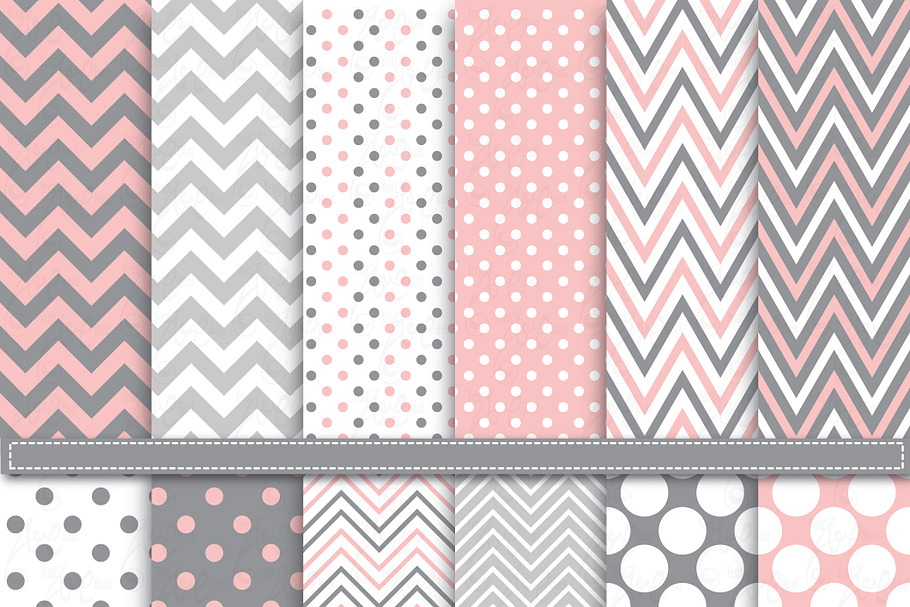 Chevron & Polka Dot Digital Paper in Illustrations - product preview 8
