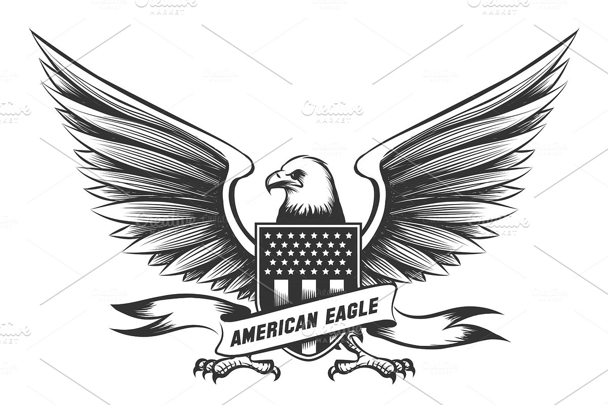 American bald eagle emblem in Illustrations - product preview 8