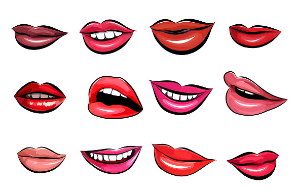 12 lips set. in Illustrations - product preview 1