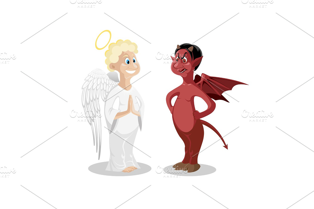 Angel and devil isolated. Cartoon symbolic good, bad characters. in Illustrations - product preview 8