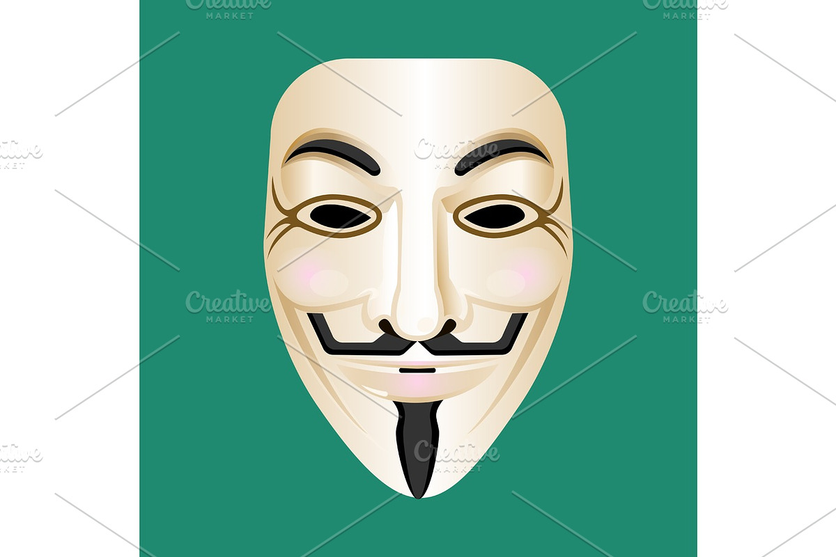 Anonymous mask isolated on green. Mysterious person masque in Illustrations - product preview 8