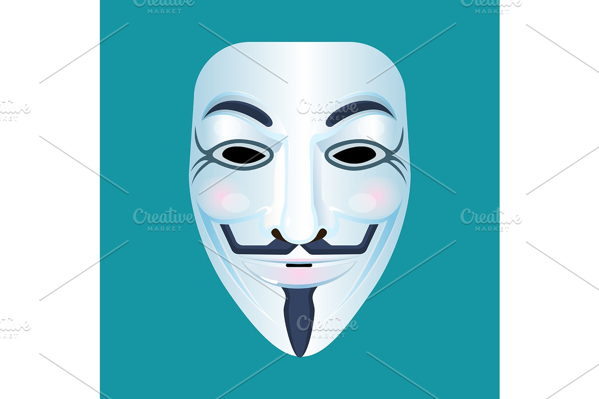 Guy Fawkes mask stylised depiction isolated on blue. in Illustrations - product preview 8