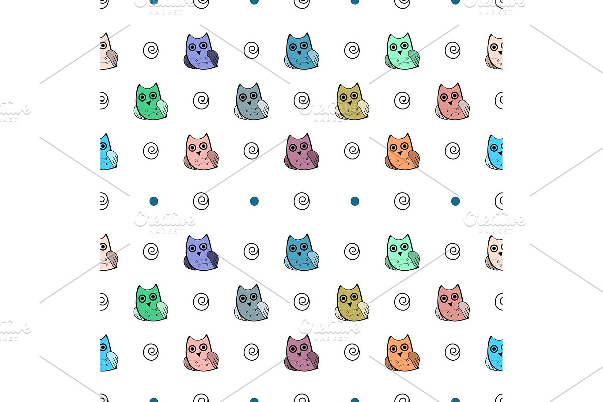 Owl vector seamless pattern in Illustrations - product preview 8