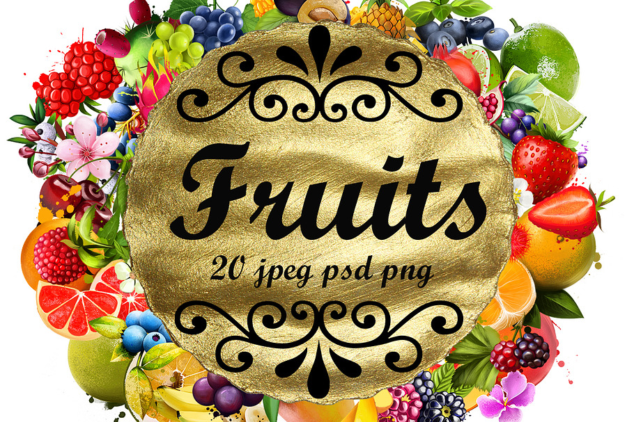 Fruits digital collection. Set 2