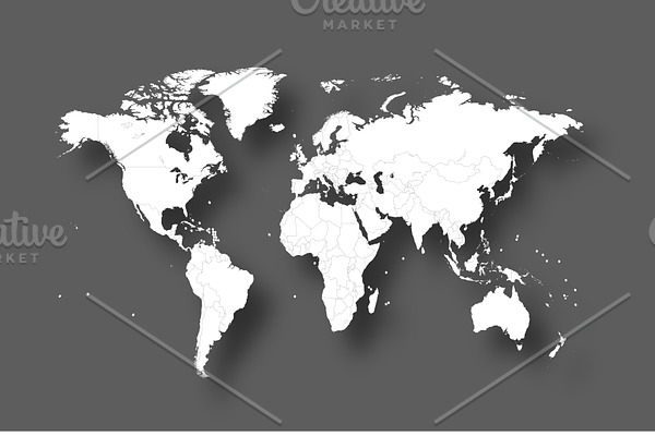 World map with shadow vector