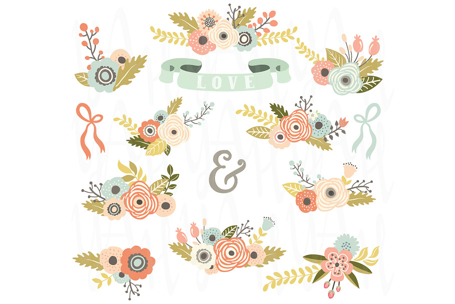 Floral Clip Art Set in Illustrations - product preview 8