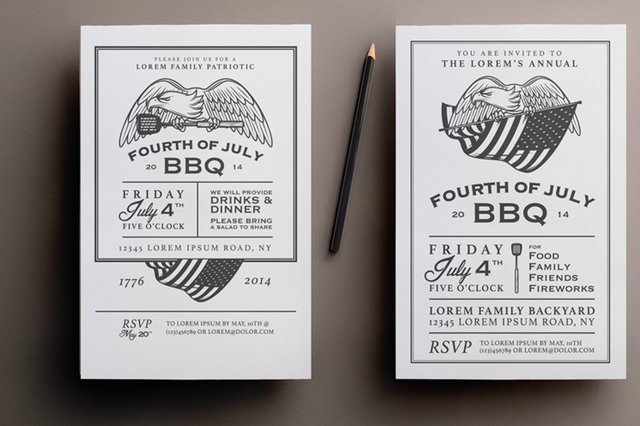 Two 4th of July bbq invitations in Card Templates - product preview 8
