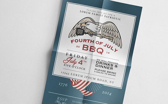Two 4th of July bbq invitations in Card Templates - product preview 1