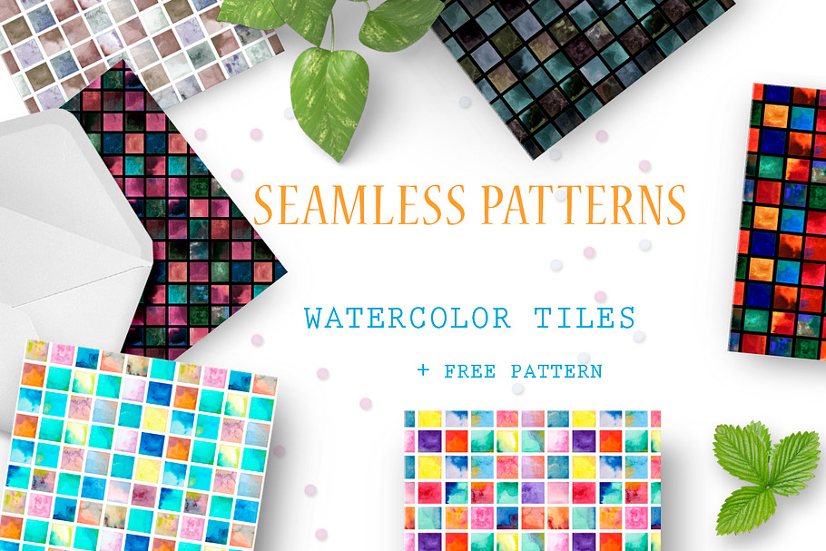 Watercolor tile 6 seamless patterns