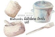 Watercolor kitchenware set