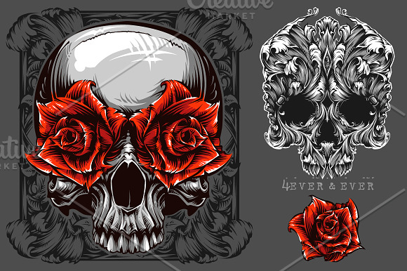 Floral Skulls bundle in Illustrations - product preview 2