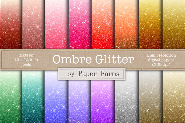 Ombre Glitter digital paper 