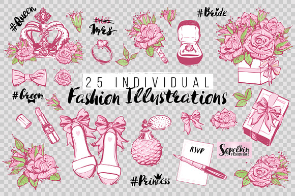 Wedding Fashion Illustration Kit in Objects - product preview 1